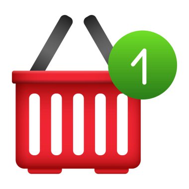 Satın alma sayısı olan bir web sitesi için araba simgesi. Beyaz arkaplanda vektör ortamı izole edildi.