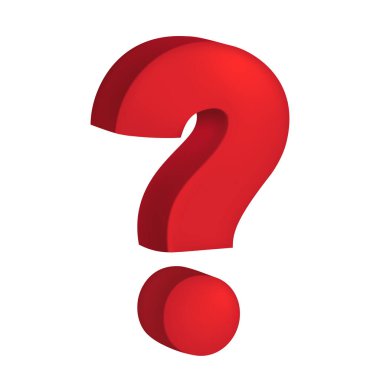 Soru işareti. Üç boyutlu işaretler. Beyaz arkaplanda vektör ortamı izole edildi.