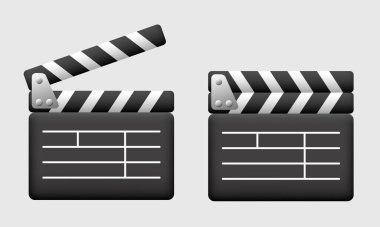 Film Alkışlama Kurulu. El çırpma tahtası. Vektör 3d illüstrasyon. 