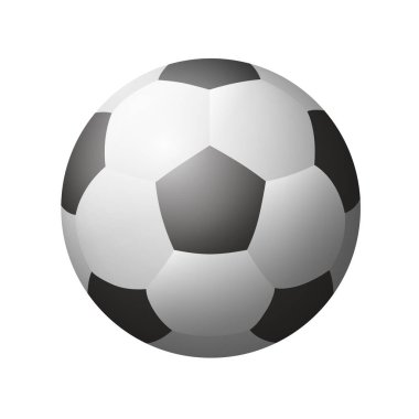 Futbol topu. Beyaz arkaplanda izole edilmiş vektör 3B ortamı.