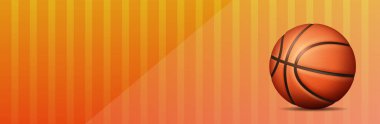 Basketbol topuyla birlikte boş turuncu arka plan. Web sayfası afişi için arkaplan.