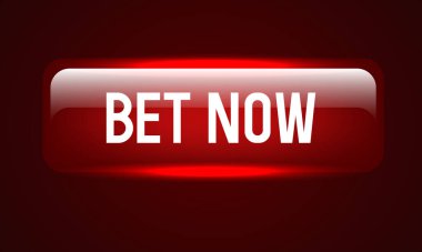 Bet Now düğmesi. Kırmızı düğme. Vektör ortamı.