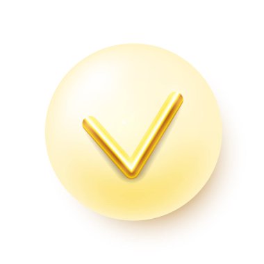 İşaretle. Yuvarlak bir arkaplanda altın işaretli. Vektör ortamı.