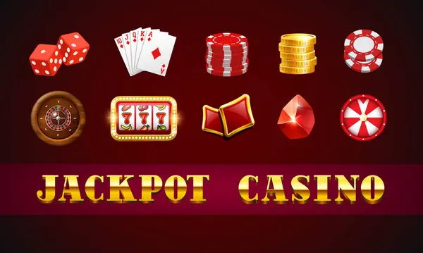 Kumarhane simgeleri. Kullanıcı arayüzü tasarımı için 3B ögeler.