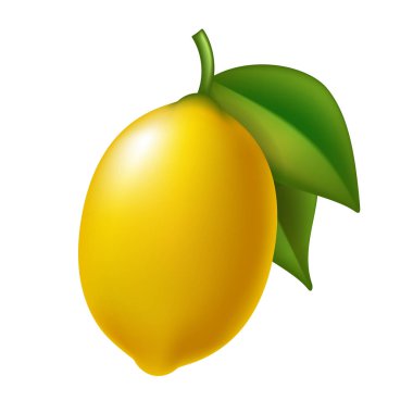Limon. Beyaz arkaplanda izole edilmiş vektör 3B ortamı.