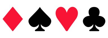 Kart takımları. Beyaz arkaplanda izole edilmiş vektör simgeleri kümesi.