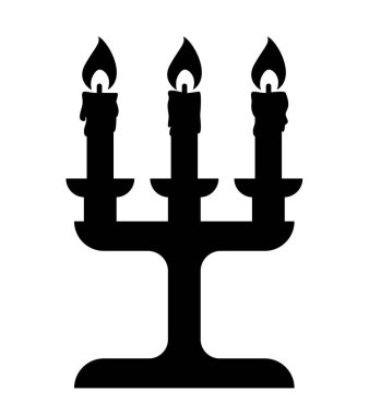 Üç kollu şamdan. Candelabrum. Beyaz arkaplanda izole edilmiş vektör siyah simgesi.