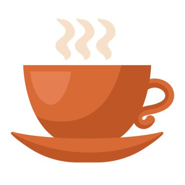 Cuppa. Çay ya da kahve. Vektör illüstrasyonu beyaz arkaplanda izole edildi.