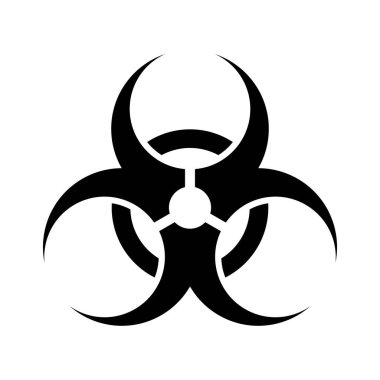 Biyolojik tehlike işareti. Beyaz arkaplanda izole edilmiş vektör siyah simgesi.