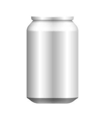 İçkiler için alüminyum kutu. Beyaz arkaplanda izole edilmiş vektör 3B ortamı.