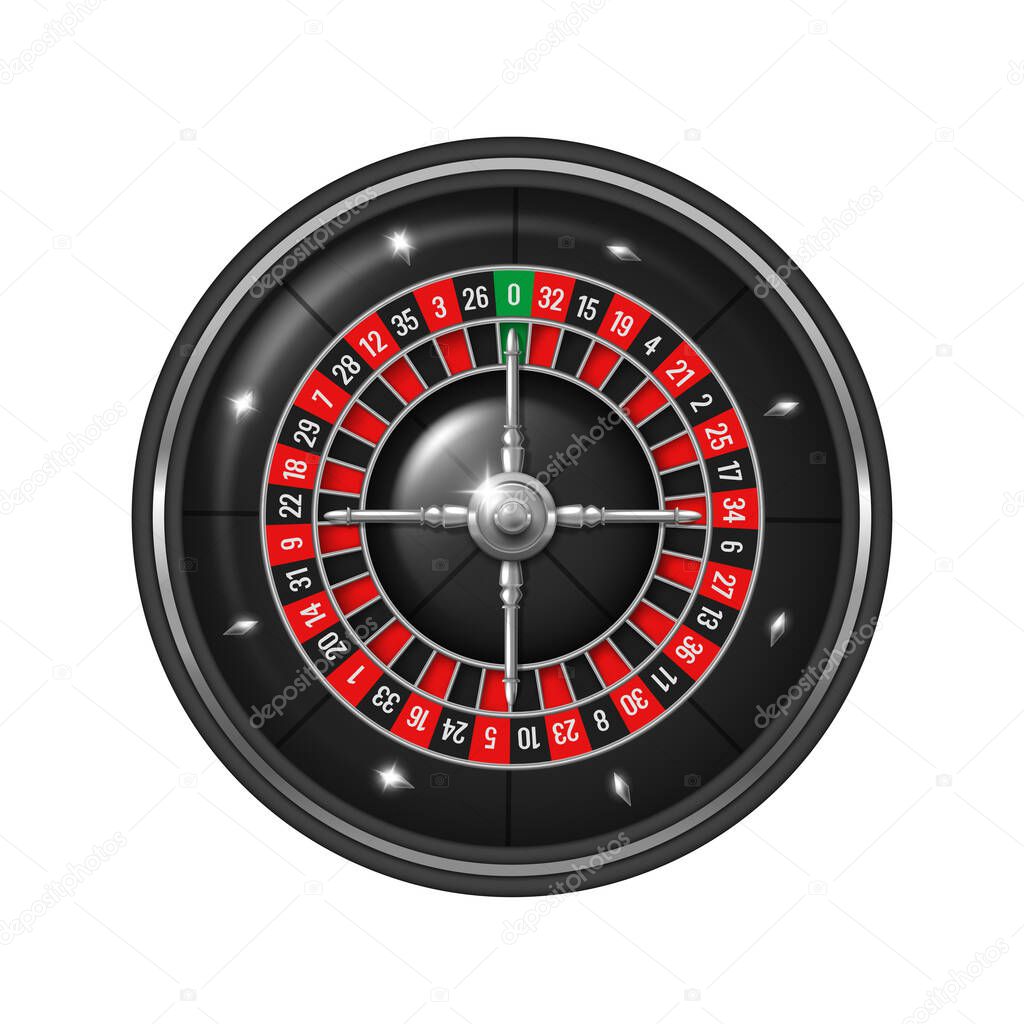 Roulette wheel. Casino roulette wheel. Vector clipart isolated on white background.