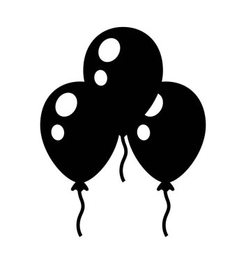 Balonlar. Beyaz arkaplanda izole edilmiş siyah vektör simgesi.