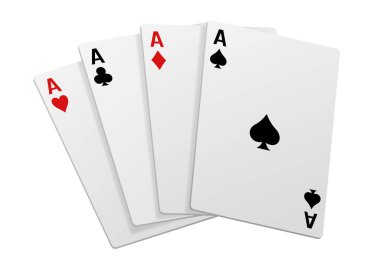 Kart hayranı. Beyaz arka planda farklı takım elbiseler. Vektör ortamı.