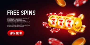 Web sitesi için kumarhane ilanı. Vektör 3d illüstrasyon.