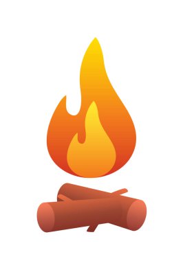 Kamp ateşi. Beyaz arkaplanda vektör rengi çizimi izole edildi.