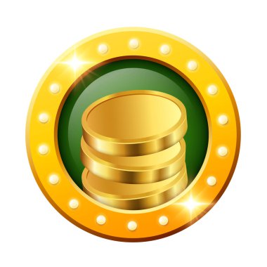 Kumarhane 3D ikonu. Kumarhane elemanı altın çerçeveli ve ampullü. Vektör ortamı.