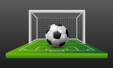 Futbol topu kalede. Vektör illüstrasyonu.