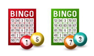 Bingo! Vektör illüstrasyonu beyaz arkaplanda izole edildi