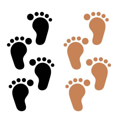 İnsan ayak izi. Çıplak ayak izi. Vektör ortamı.
