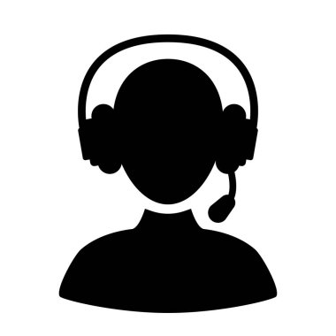 Çağrı merkezi müdürü. Siyah simge beyaz arkaplanda izole edildi. Vektör ortamı.