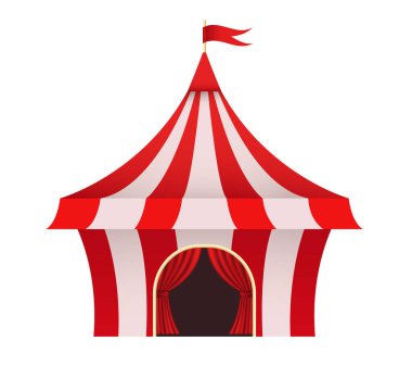 Sirk. Sirk kubbesi. Beyaz arkaplanda vektör ortamı izole edildi.