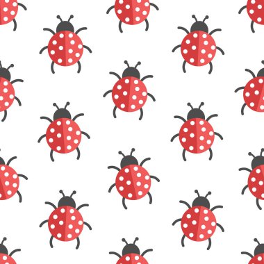 Uğur böceğiyle kusursuz bir arkaplan. Vektörsüz desen