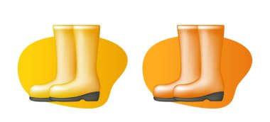 Sarı lastik çizmeler. Beyaz arkaplanda vektör ortamı izole edildi.