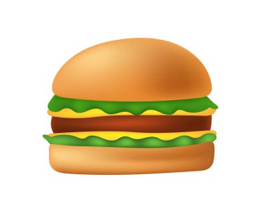 - Burger. Beyaz arka planda izole edilmiş vektör hamburger. Vektör ortamı.