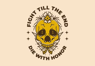 Etrafında çiçek olan bir kafatasının klasik sanat tasarımı.