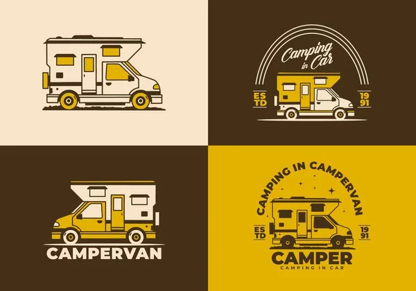Illustration Art Vintage Design Camping Car — Image vectorielle