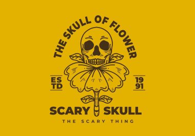 Çiçekteki bir kafatasının klasik sanat tasarımı