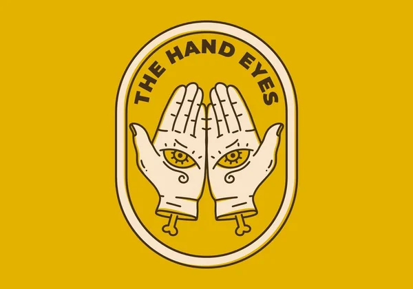Design Ilustração Arte Vintage Duas Mãos Com Olhos —  Vetores de Stock