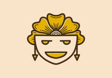 Çiçek saçlı bir yüzün klasik sanat tasarımı