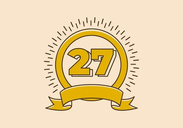 Vintage Retro Emblema Círculo Amarelo Com Número Sobre Ele —  Vetores de Stock