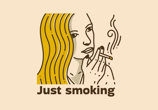 Ilustración Arte Vintage Fumar Mujer — Vector de stock