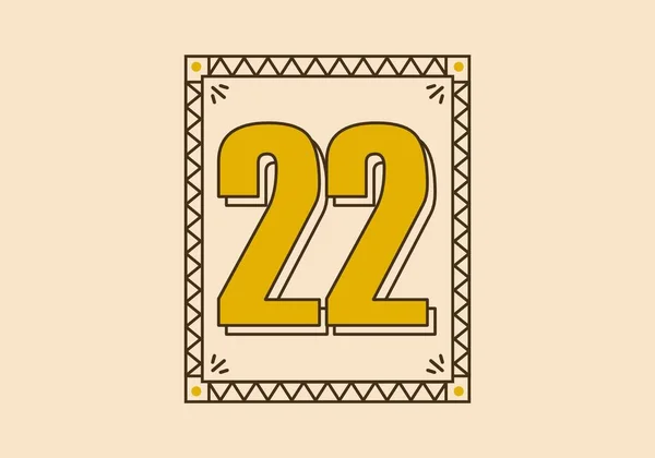 22番のレトロな四角形の枠 — ストックベクタ
