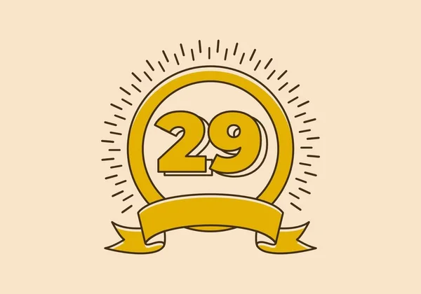 Vintage Retro Emblema Círculo Amarelo Com Número Sobre Ele —  Vetores de Stock