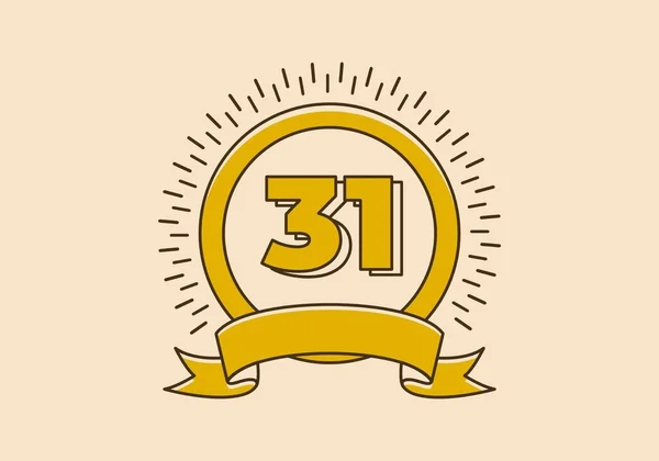 Insignia Círculo Amarillo Retro Vintage Con Número Ella — Vector de stock