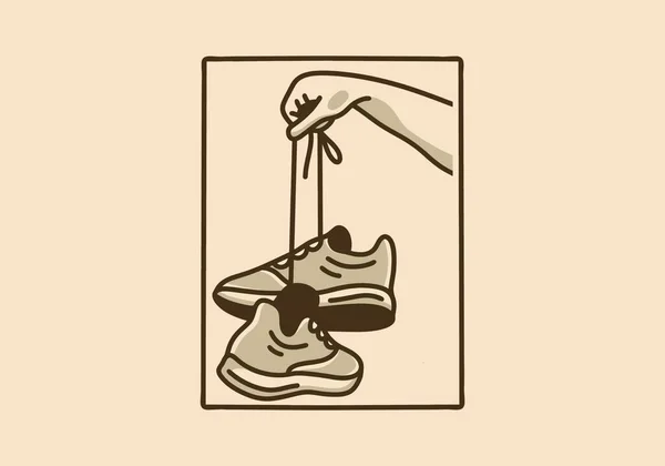 Вінтажне Мистецтво Ілюстрація Дизайн Ручного Тримання Взуття — стоковий вектор