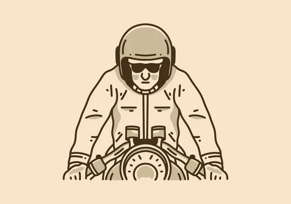 Vintage Art Illustration Design Eines Mannes Auf Einem Motorrad — Stockvektor