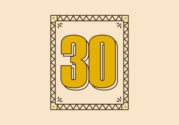 带30号的复古矩形框架 — 图库矢量图片