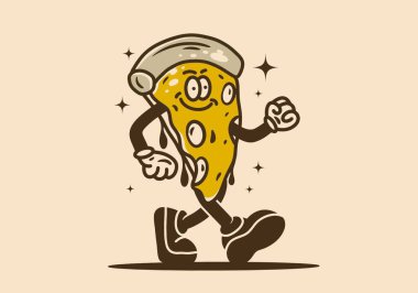 Bir pizza maskotunun çizim tasarımı