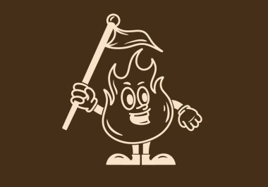 El ve ayaklı bir ateş alevinin maskot tasarımı