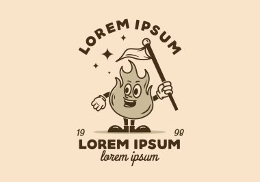 El ve ayaklı bir ateş alevinin maskot tasarımı