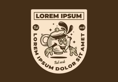 Klasik sanat Maskotu karakteri bir çaydanlığın çizimi