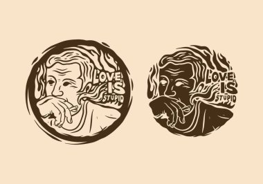 Elinde sigara tutan adamın klasik resim çizimi.