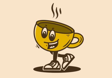 Mascot character design of happy coffee cup clipart