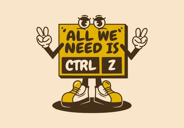 Ctlr Z键盘的吉祥物字符图解设计 — 图库矢量图片