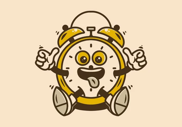 Mascot Character Illustration Design Sit Alarm Clock — 图库矢量图片