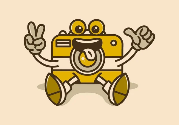 Mascot Character Illustration Design Sit Camera — Stockvektor